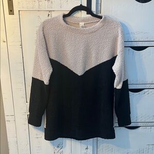 Cozy Black and Cream Sherpa Sweater